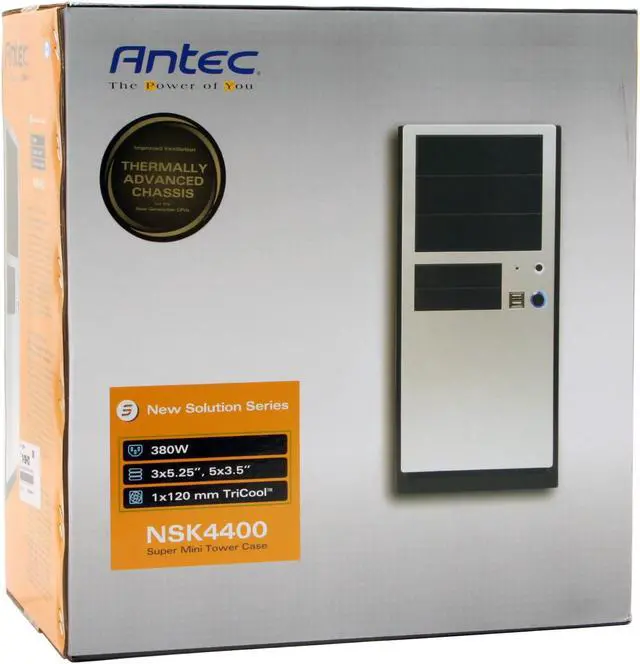 Alt view image 16 of 16 - Antec NSK 4400 Black/ Silver 0.8mm cold-rolled steel ATX Mini Tower Computer Case 380W Power Supply