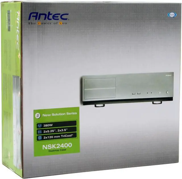 Alt view image 13 of 13 - Antec Solution Series NSK2400 Black/Silver Steel Micro ATX Desktop Computer Case 380W ATX12V v2.0 Power Supply