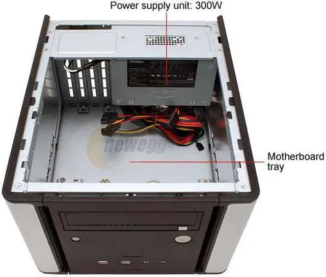 Alt view image 5 of 12 - Antec NSK1300 Black / Silver Aluminum / Plastic Micro ATX Desktop Computer Case 300W Power Supply