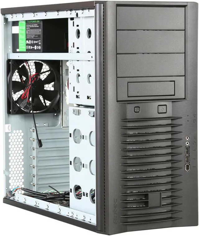 Alt view image 7 of 9 - Antec Atlas 550 Black Server Case w/ 550W Power Supply 4 (with one 5.25" to 3.5" adapter) External 5.25" Drive Bays