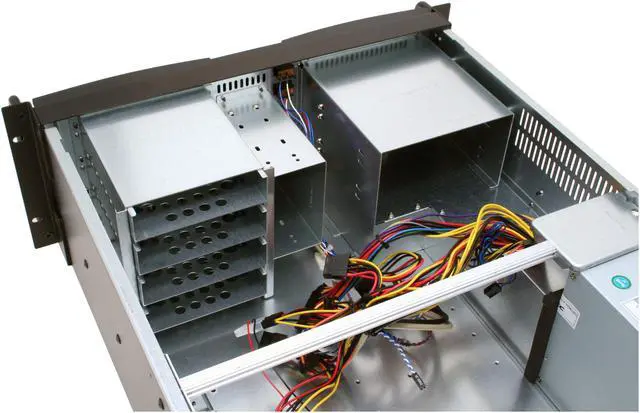 Alt view image 9 of 13 - Antec Take 4 + 450 Black 4U Rackmount Quiet Rackmount Server Case 450W 2 External 5.25" Drive Bays
