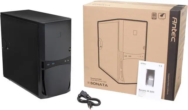 Alt view image 9 of 9 - Antec Sonata III 500 Black 0.8mm cold rolled steel ATX Mid Tower Computer Case 500W Power Supply