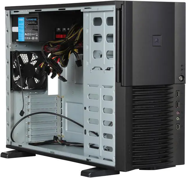 Alt view image 7 of 9 - Antec TITAN650 Black Steel Pedestal Server /Workstation Case w/ 650W Power Supply 4 x 5.25" (one with 5.25" to 3.5" adapter) External 5.25" Drive Bays