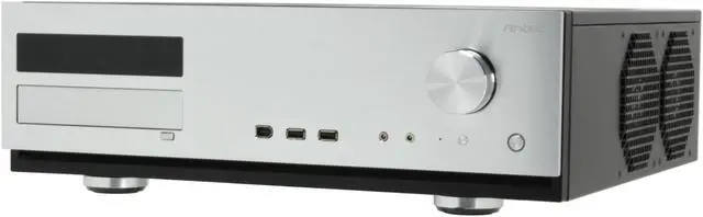 Alt view image 3 of 11 - Antec Silver/ Black 0.8mm cold rolled steel/ Aluminum plate front bezel Veris Fusion 430 Micro ATX Media Center / HTPC Case with IR receiver