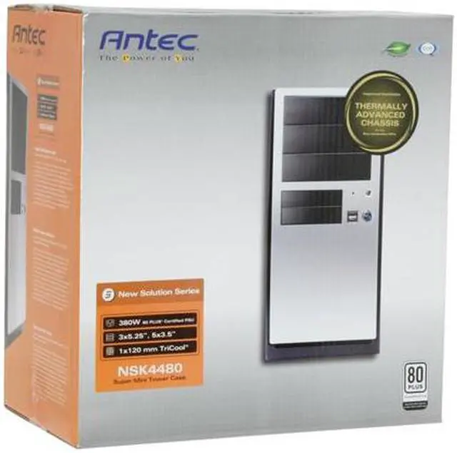 Alt view image 15 of 15 - Antec NSK4480 Black/ Silver 0.8mm cold-rolled steel construction ATX Mid Tower Computer Case 380W Power Supply