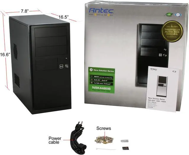 Alt view image 11 of 11 - Antec NSK4480B Black 0.8mm cold-rolled steel construction ATX Mid Tower Computer Case 380W Power Supply