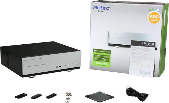 Alt view image 8 of 8 - Antec New Solution NSK2480 Black/Silver 0.8mm cold-rolled steel Micro ATX Desktop Computer Case 380W Power Supply