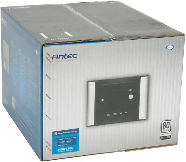 Alt view image 18 of 18 - Antec NSK1380 Black/ Silver Steel MicroATX Cube Computer Case 350W Power Supply