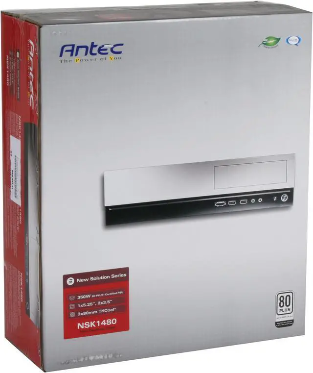 Alt view image 11 of 11 - Antec NSK1480 Black / Silver Steel Micro ATX Desktop Computer Case 350W 80 PLUS Certified Power Supply