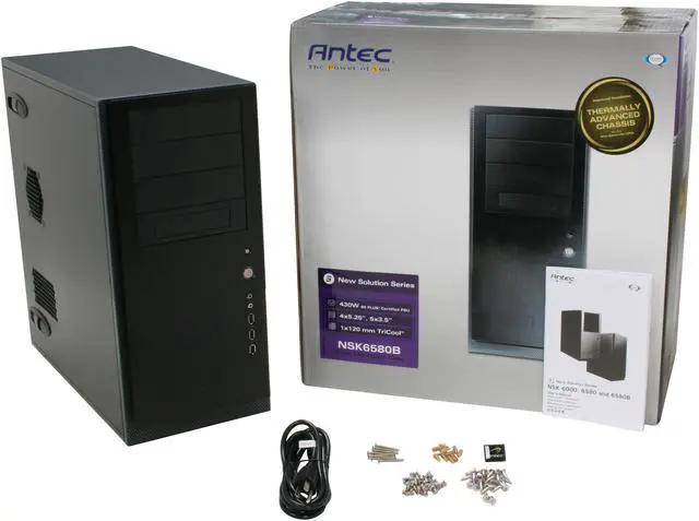 Alt view image 11 of 11 - Antec NSK6580B Black 0.8mm cold-rolled steel ATX Mid Tower Computer Case 430 Watts 80 PLUS Power Supply