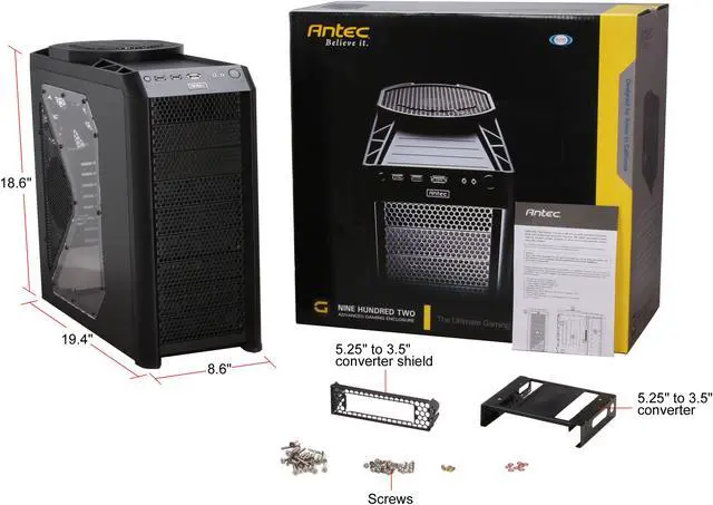 Alt view image 12 of 12 - Antec Nine Hundred Two Black Steel ATX Mid Tower Computer Case