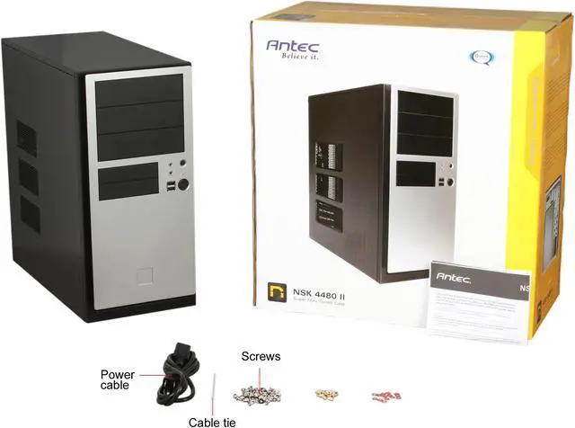 Alt view image 9 of 9 - Antec NSK 4480 II Black & Silver 0.8mm cold rolled steel ATX Mid Tower Computer Case EarthWatts 380W Power Supply