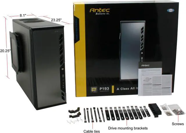 Alt view image 11 of 11 - Antec P193 Gunmetal Gray Aluminum / Steel / Plastic ATX Mid Tower Computer Case