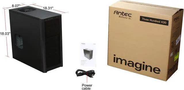 Alt view image 8 of 8 - Antec Three Hundred + BP430 Black Steel ATX Mid Tower Computer Case 430W Power Supply