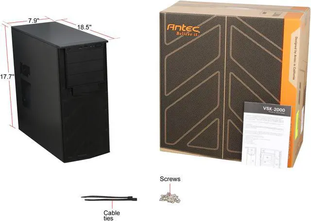 Alt view image 9 of 9 - Antec VSK-2000 Black Steel ATX Mid Tower Computer Case