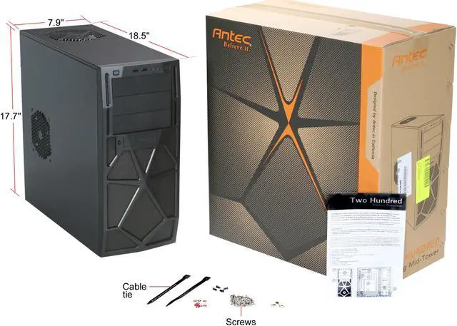 Alt view image 10 of 10 - Antec Two Hundred Black ATX Mid Tower Computer Case