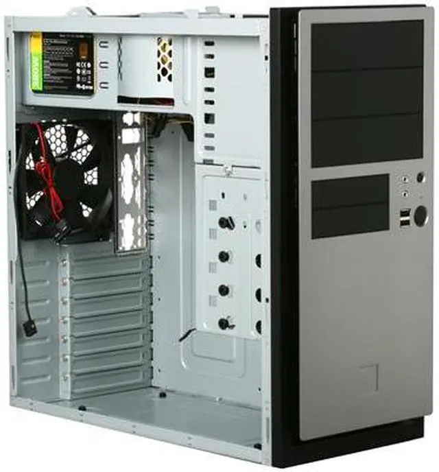 Alt view image 7 of 9 - Antec NSK 4482 Black / Silver 0.8mm cold rolled steel ATX Mid Tower Computer Case 380W Power Supply