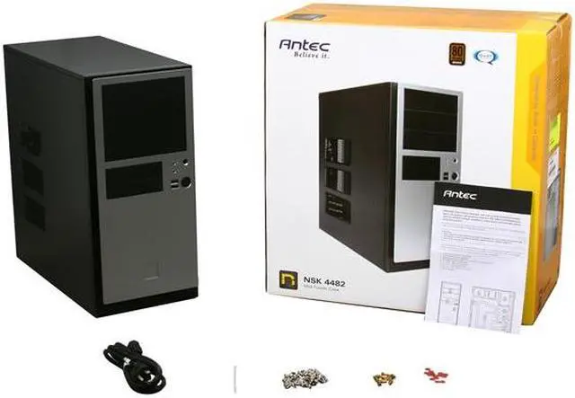 Alt view image 9 of 9 - Antec NSK 4482 Black / Silver 0.8mm cold rolled steel ATX Mid Tower Computer Case 380W Power Supply