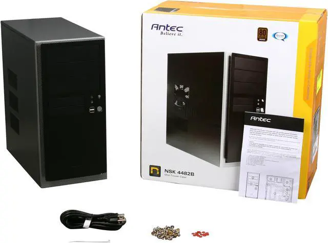 Alt view image 9 of 9 - Antec NSK 4482B Black 0.8mm cold rolled steel ATX Mid Tower Computer Case 380W Power Supply