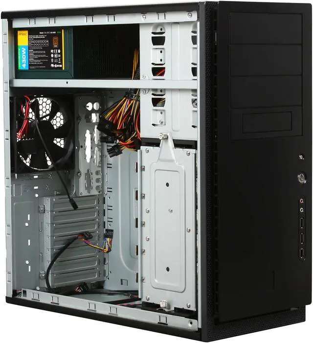 Alt view image 7 of 9 - Antec NSK 6582B Black 0.8 mm Steel ATX Mid Tower Computer Case 430W Power Supply