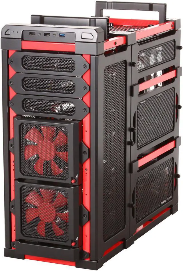 Alt view image 3 of 10 - Antec Lanboy air Red Black / Red Steel / Plastic ATX Mid Tower Computer Modular Case