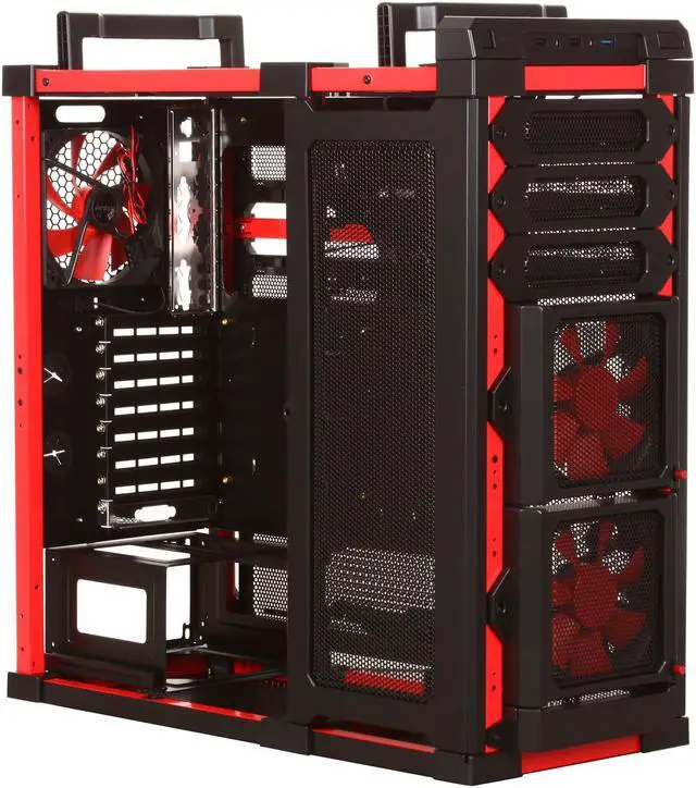 Alt view image 7 of 10 - Antec Lanboy air Red Black / Red Steel / Plastic ATX Mid Tower Computer Modular Case