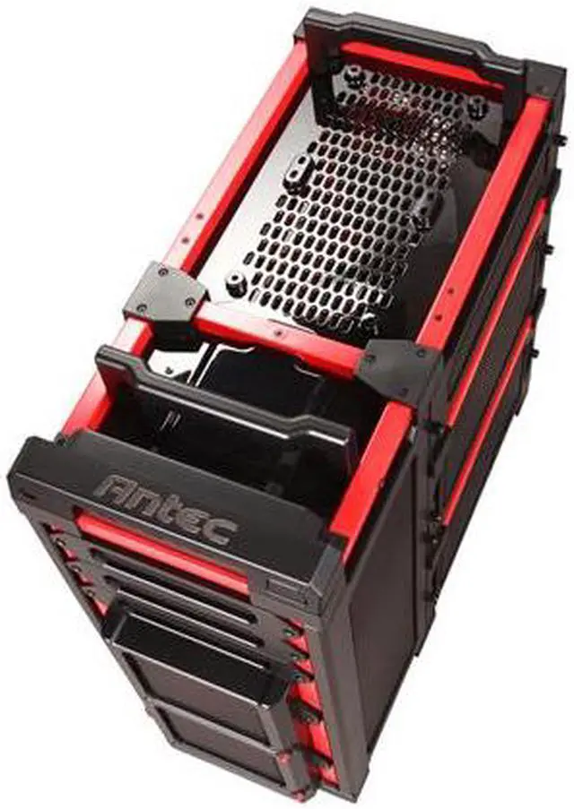 Alt view image 8 of 10 - Antec Lanboy air Red Black / Red Steel / Plastic ATX Mid Tower Computer Modular Case