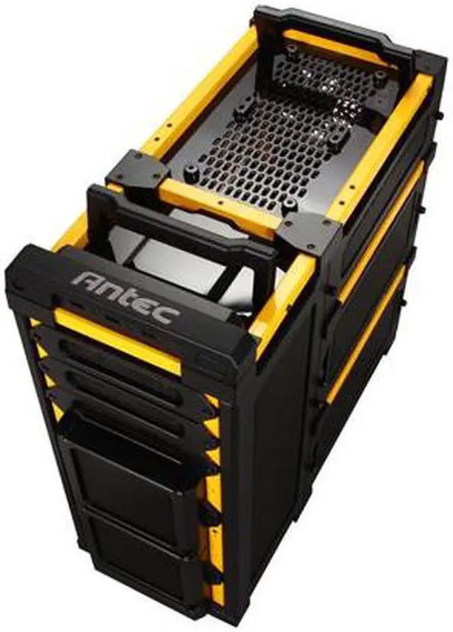Alt view image 8 of 10 - Antec Lanboy air Yellow Black / Yellow Steel / Plastic ATX Mid Tower Computer Modular Case