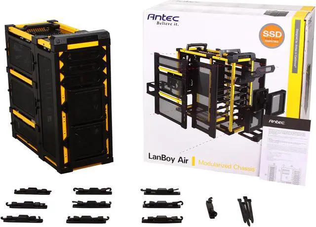 Alt view image 10 of 10 - Antec Lanboy air Yellow Black / Yellow Steel / Plastic ATX Mid Tower Computer Modular Case