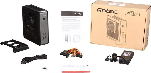 Alt view image 8 of 8 - Antec ISK Series ISK 100 Black & Silver 0.8 mm SECC / ABS Plastic Mini-ITX Tower Computer Case 80W Power Supply