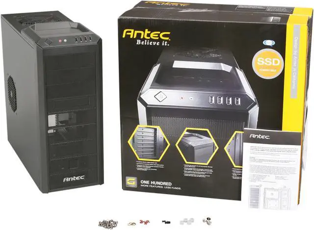 Alt view image 10 of 10 - Antec One Hundred Black Steel / Plastic ATX Mid Tower Computer Case