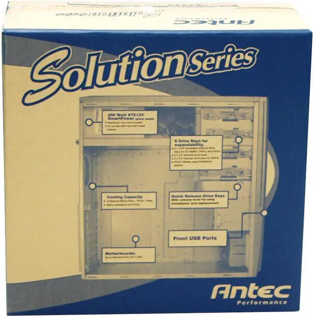 Alt view image 9 of 9 - Antec Solution SLK2600AMB Metallic bronze Steel ATX Mid Tower Computer Case 300W Power Supply