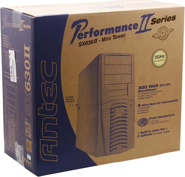 Alt view image 12 of 12 - Antec Performance II SX630II Beige 1mm SECC Steel ATX Mini Tower Computer Case 300W Power Supply