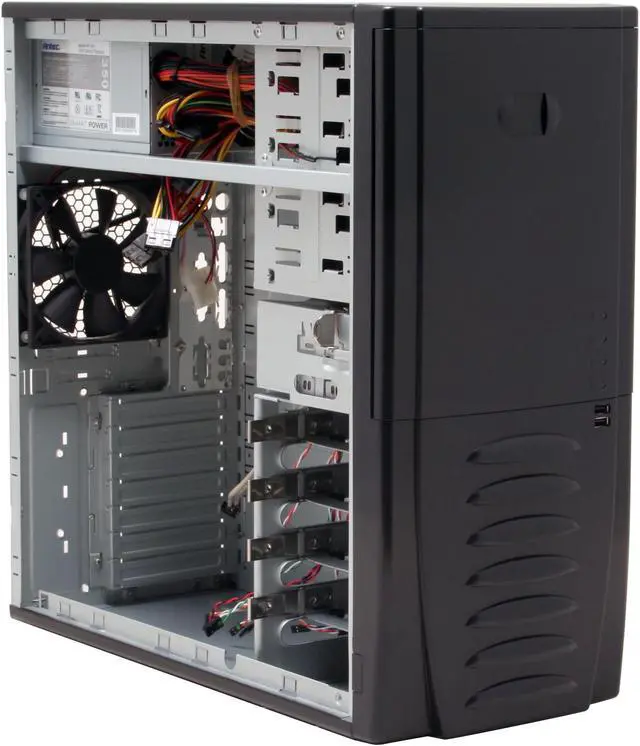 Alt view image 12 of 16 - Antec Solution SLK3700-BQE Black Steel ATX Mid Tower Computer Case Single fan 350W SmartPower ATX12V Power Supply