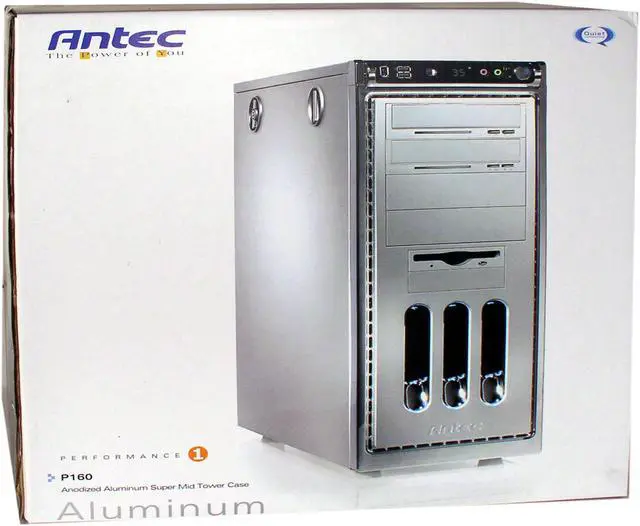 Alt view image 6 of 6 - Antec Performance I P160 Silver 1.2mm anodized aluminum ATX Mid Tower Case with Swiveling Front Control Panel features LED Display