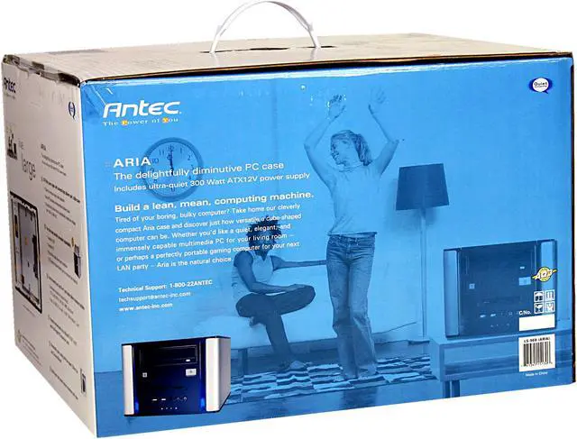 Alt view image 7 of 7 - Antec LifeStyle ARIA Silver/Deep blue Aluminum Micro ATX Desktop Computer Case 300Watt SmartPower Active PFC Power Supply