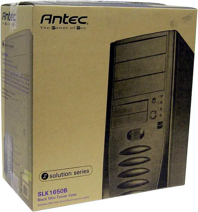 Alt view image 15 of 15 - Antec Solution SLK1650 Beige Steel ATX Mini Tower Computer Case 350W Power Supply