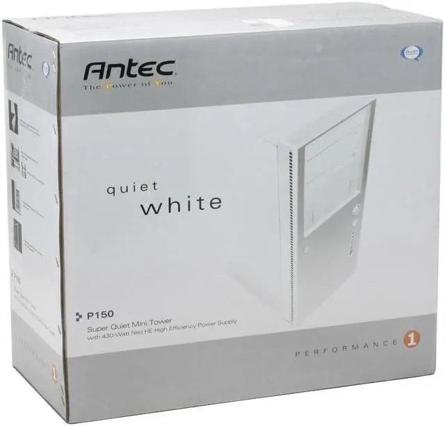 Alt view image 15 of 15 - Antec Performance One P150 White Steel ATX Mid Tower Computer Case 430W Power Supply