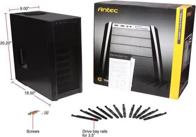 Alt view image 13 of 13 - Antec Three Hundred Two Black Steel ATX Mid Tower Computer Case with Upgraded 2 x USB 3.0
