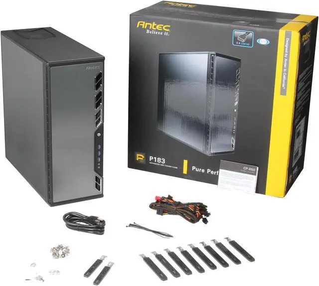 Alt view image 9 of 9 - Antec Performance One Series P183 V3 + 850 Black Aluminum / Steel / Plastic ATX Mid Tower Computer Case 850W Power Supply