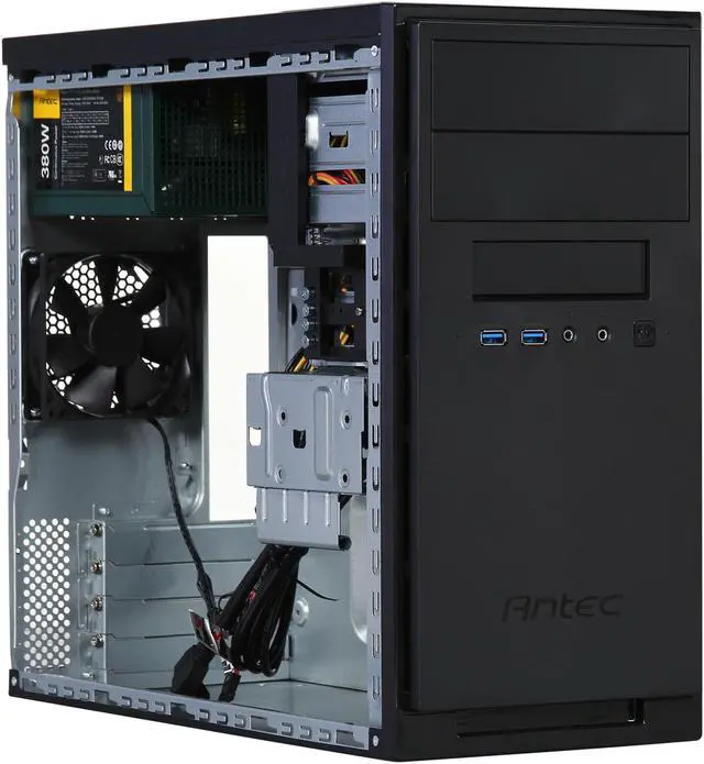 Alt view image 9 of 13 - Antec NSK3180 Black 0.7 SGCC Steel Micro ATX / Mini-ITX Computer Case 380W Power Supply