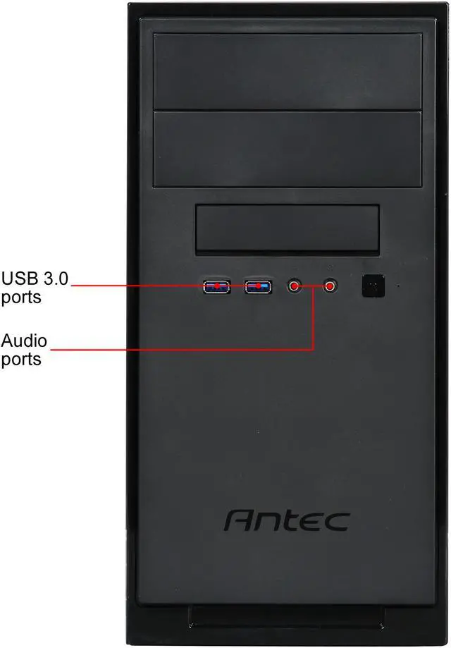 Alt view image 3 of 13 - Antec NSK3180 Black 0.7 SGCC Steel Micro ATX / Mini-ITX Computer Case 380W Power Supply