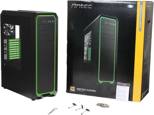 Alt view image 10 of 10 - Antec Nineteen Hundred Green Black / Green SECC steel ATX Mid Tower Computer Case
