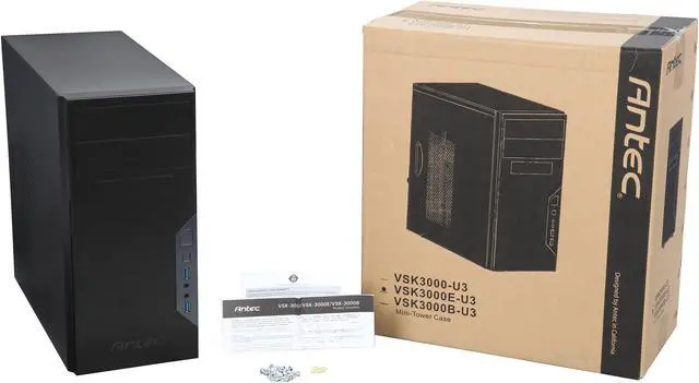 Alt view image 9 of 9 - Antec VSK VSK3000E U3 Black SGCC Steel Micro ATX Mid Tower Case
