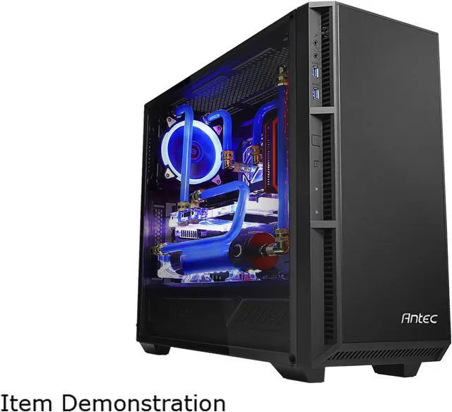 Alt view image 6 of 16 - Antec Performance Series P8 Black Steel /4mm Tempered Glass Side Panel, ATX Mid Tower Computer Case, 3 White LED Fans Pre-installed, USB3.0