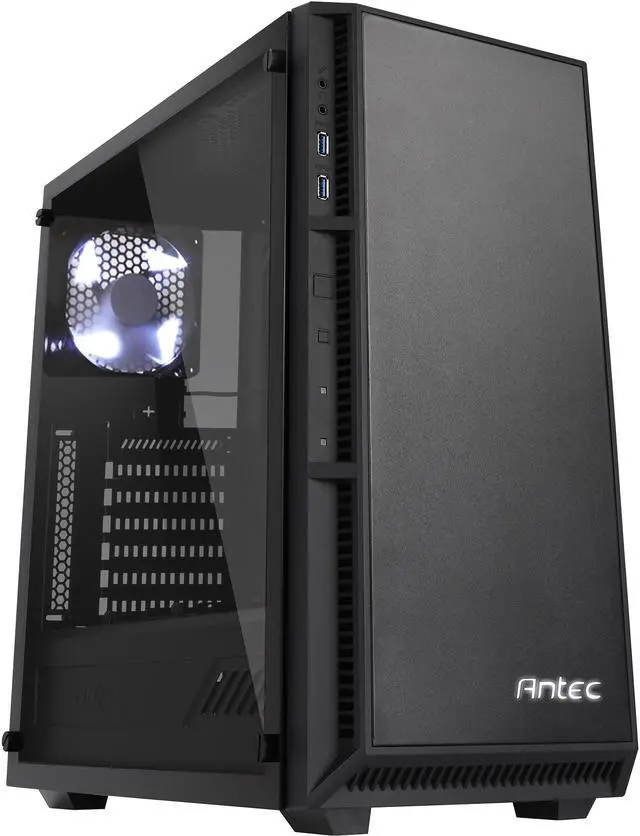 Main image of Antec Performance Series P8 Black Steel /4mm Tempered Glass Side Panel, ATX Mid Tower Computer Case, 3 White LED Fans Pre-installed, USB3.0