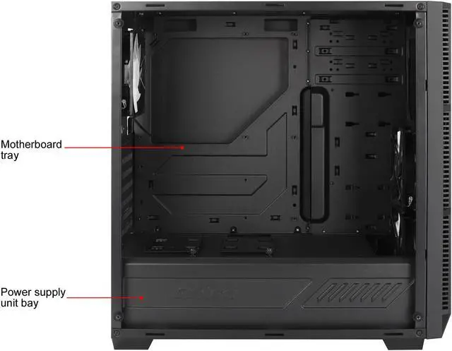 Alt view image 8 of 16 - Antec Performance Series P8 Black Steel /4mm Tempered Glass Side Panel, ATX Mid Tower Computer Case, 3 White LED Fans Pre-installed, USB3.0