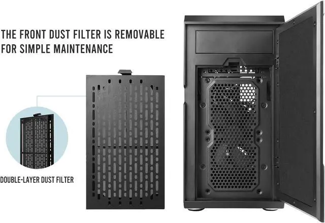 Alt view image 12 of 14 - Antec Performance Series P5 Micro-Tower Computer Case,  Sound-Dampening Side Panels, Hinged Front Panel, USB 3.0 x 2, Double-Layer Dust Filter in front, 1 x 5.25" ODD, Support up to 6 x 2.5" SSD