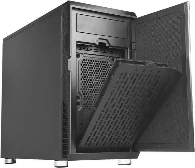 Alt view image 5 of 14 - Antec Performance Series P5 Micro-Tower Computer Case,  Sound-Dampening Side Panels, Hinged Front Panel, USB 3.0 x 2, Double-Layer Dust Filter in front, 1 x 5.25" ODD, Support up to 6 x 2.5" SSD