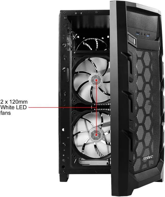 Alt view image 18 of 20 - Antec Gaming New Vision GX202 White Black SPCC & Plastic ATX Mid Tower Entry-Level Gaming Case